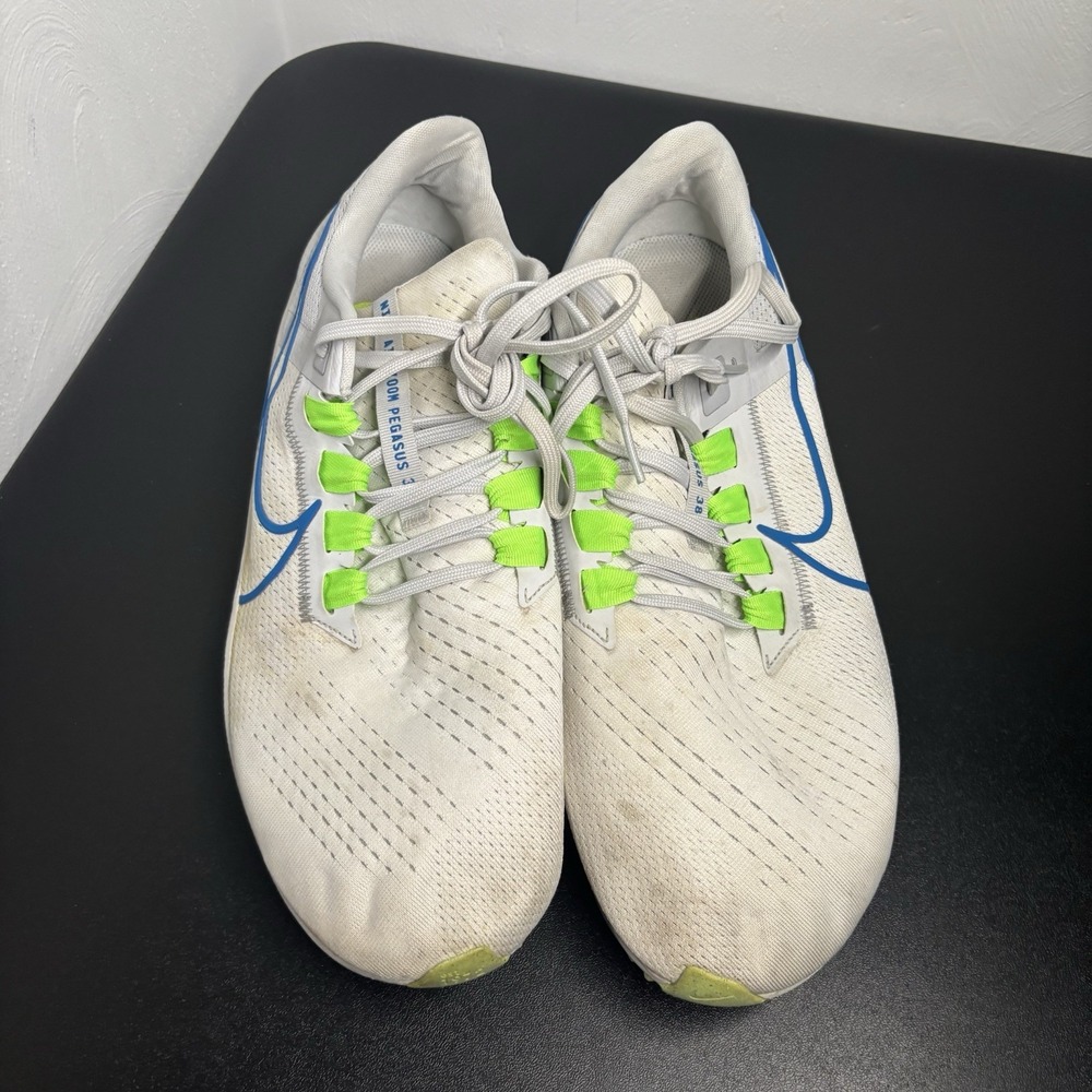 Nike Air Zoom Pegasus 38 Shoes Mens Size 13 White Blue Green Running CW7356-103 - Picture 5 of 8